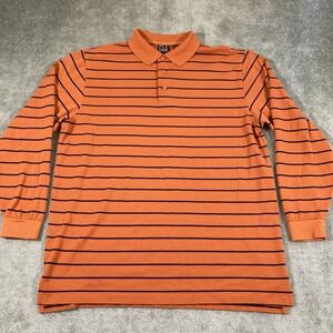 Jos A Bank Long Sleeve Polo Henley‎ Oranged Striped Size Large